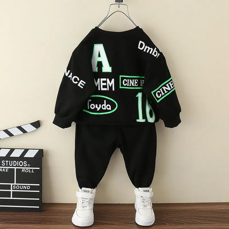 Autumn Children Boy Clothes Set Kid Girls Letter Printed Sweatshsirts Pullover Top and Pants Bottom 2PCS Suit Fashion Tracksuits