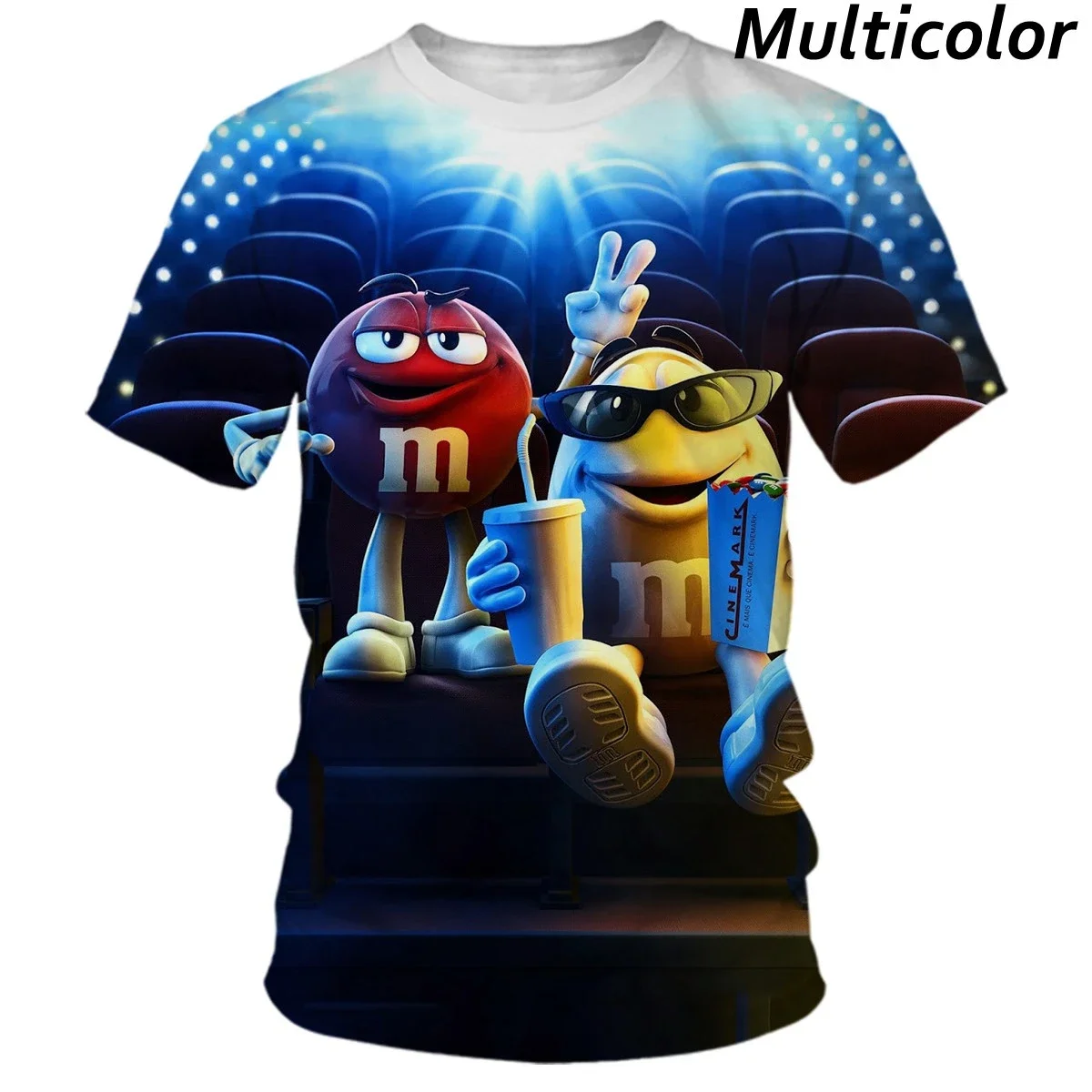 

Quick Dry Chocolate Beans M Beans 3D Printed Round Neck Men's T-Shirt Short Sleeve Fashion Hip Hop Oversized Harajuku Y2KT-Shirt
