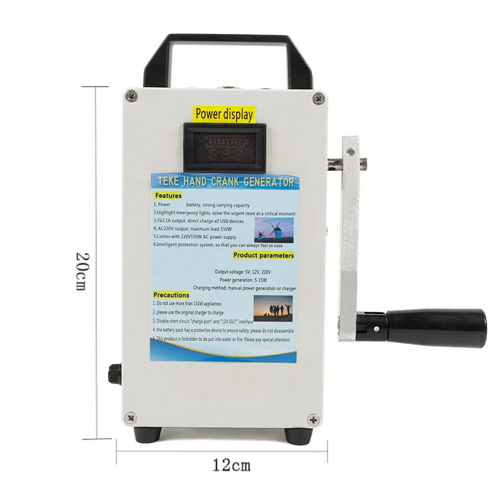 Hand Crank Generator Power Bank Draagbare Emergency Handleiding Generator Voeding Opladen Dynamo DC11-15V