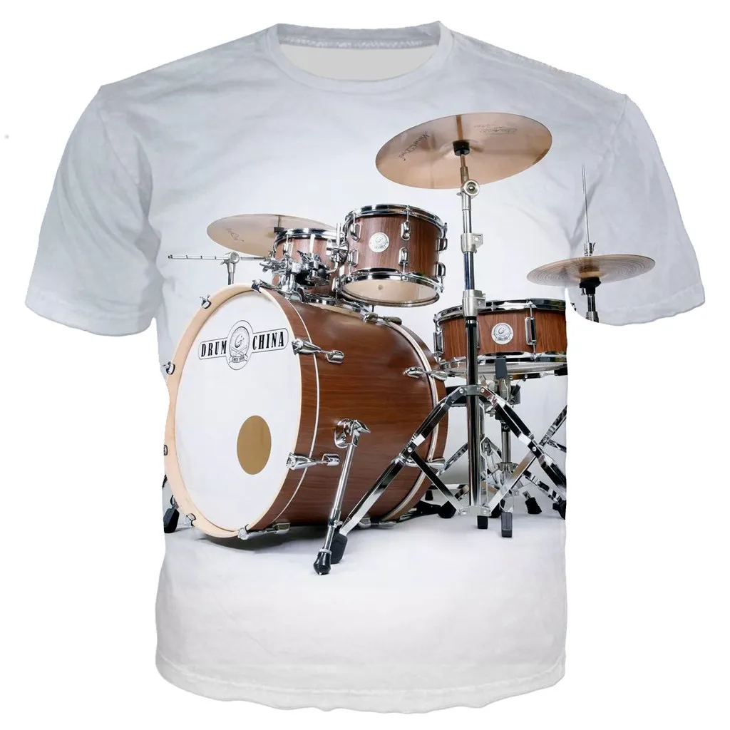 New Summer Music Heavy Musical Instrument 3d Printing T-shirt Casual Street Men And Women Short-sleeved Light And Breathable