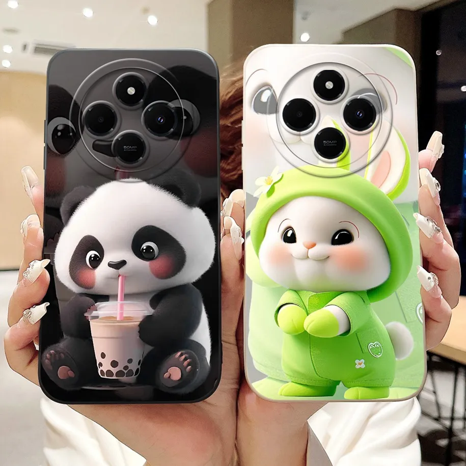 For Xiaomi Redmi 14C Case Poco C75 Cover 2024 Cute Panda Rabbit Cartoon Soft Matte Silicone Back Cover For Redmi14C PocoC75 Case