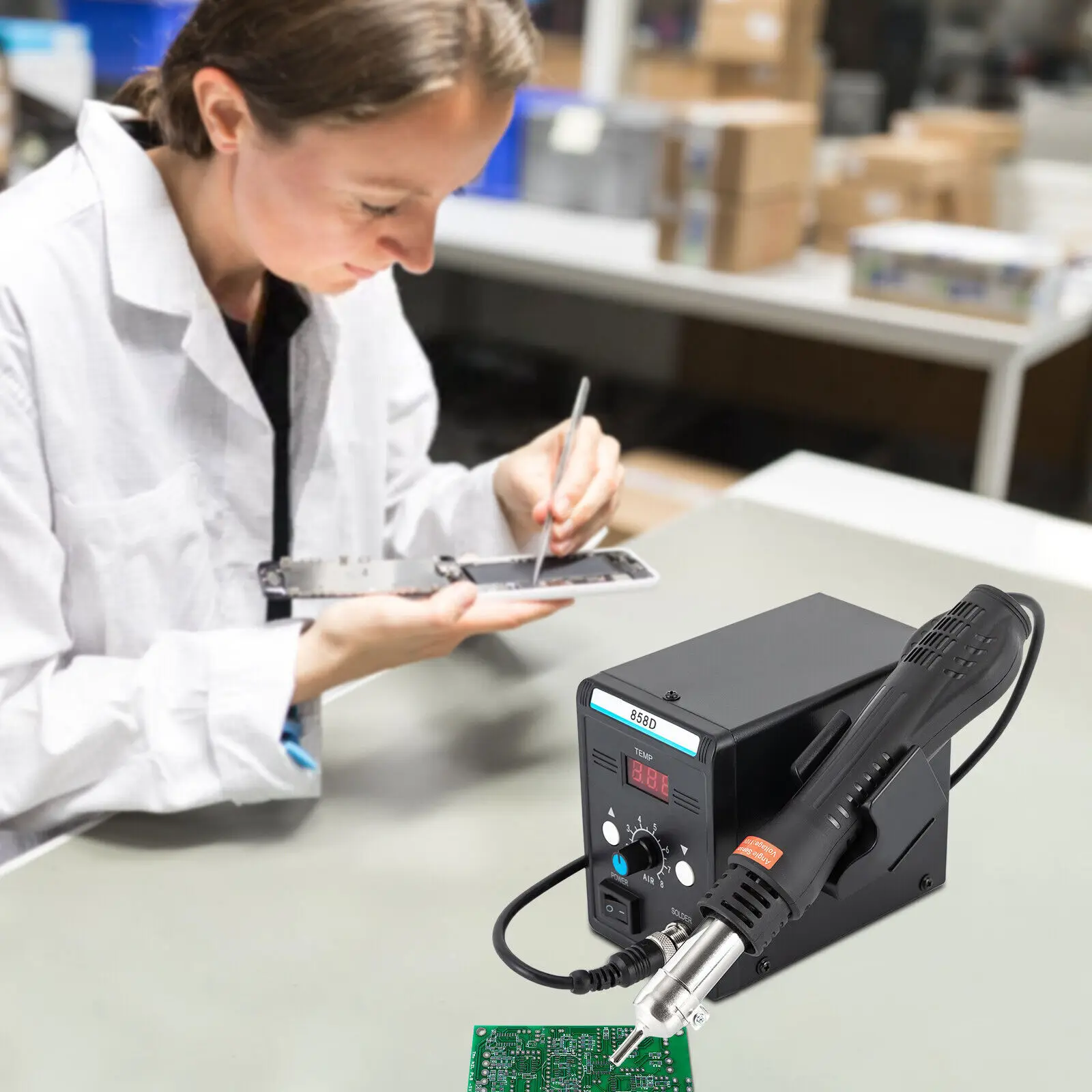 

700W 110V Digital Display Hot Air Rework Station 100~500°C/212~932°F With Hot Air Gun
