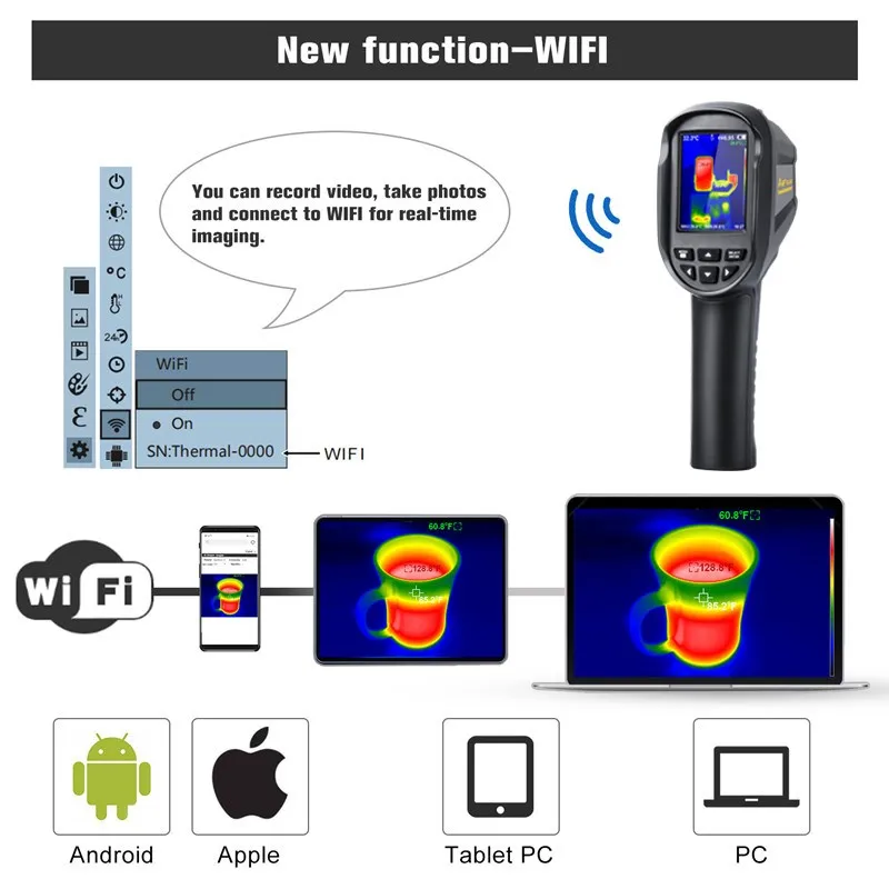 A-BF Infrared Thermal Imager RX-550 256X192 IR WiFi Industrial Floor Heating PCB Circuit Detection Thermal Imaging Camera