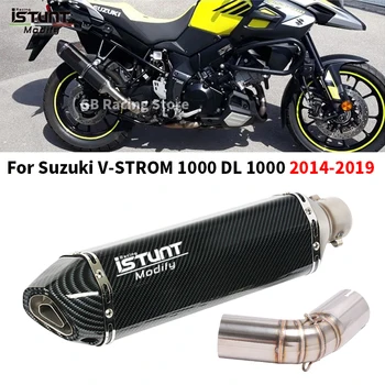 Slip On For SUZUKI V-STROM 1000 DL1000 DL 1000 2014 - 2019 Motorcycle Exhaust System Escape Moto Middle Tube Link Pipe Muffler