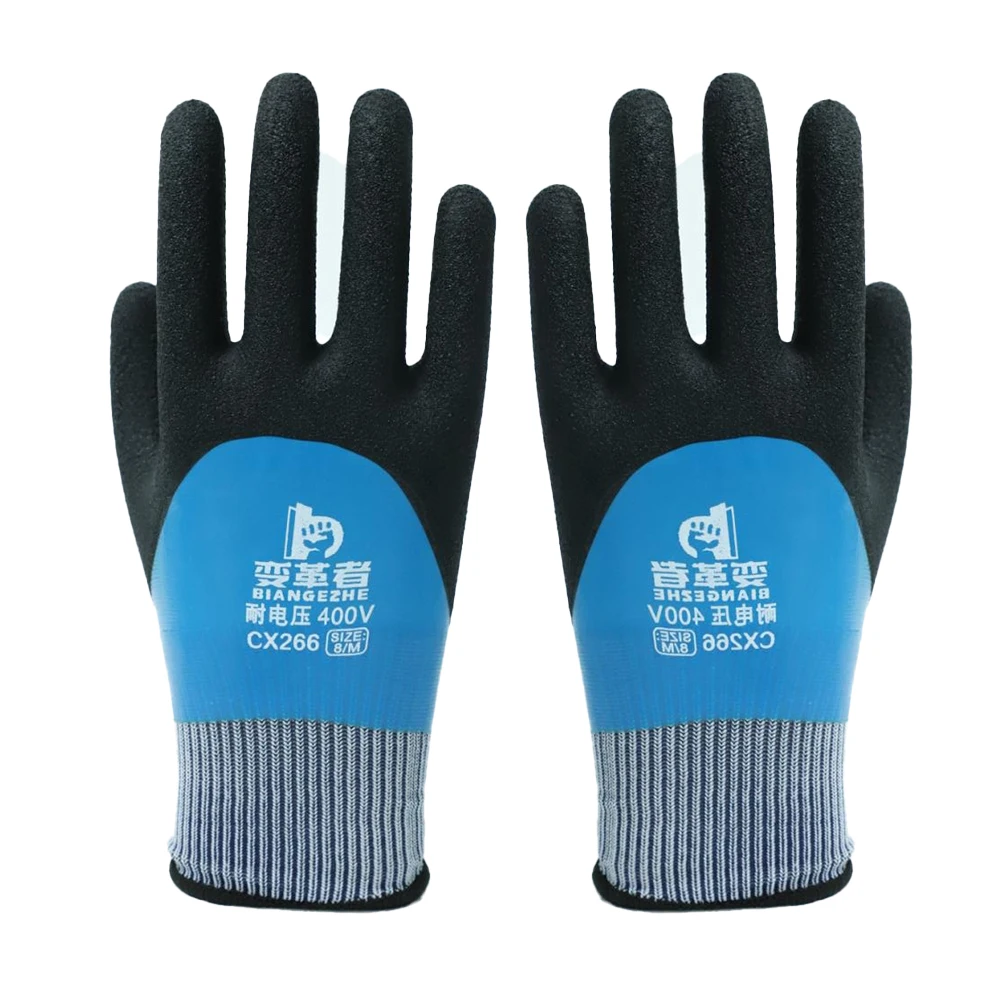 400V Voltage Resistant Electrician Insulating Glove Blue Color Touch Screen Compatibility Tool Safety Industrial Protection