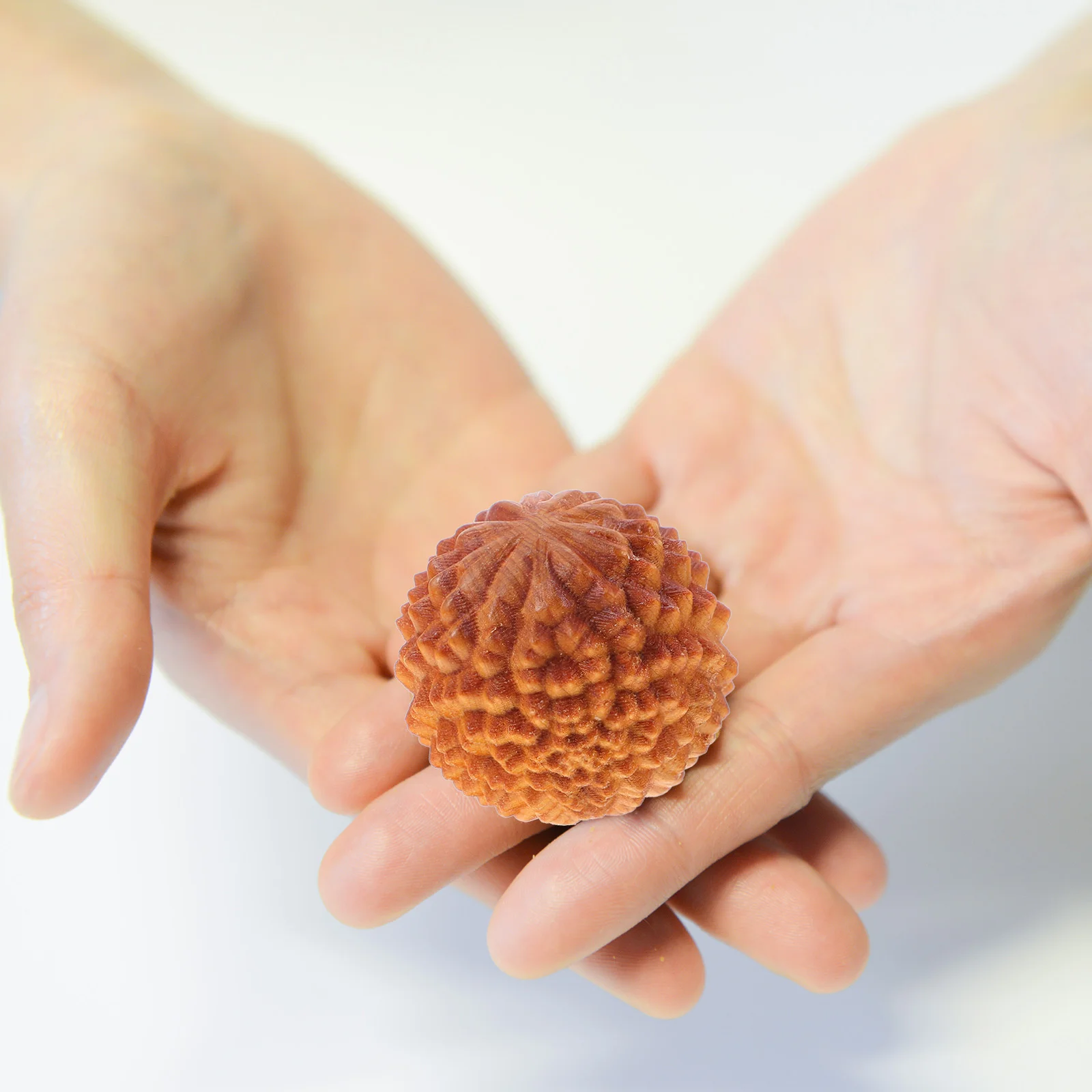 2 Pcs Massage Ball Rolling Hand Massager Balls Crafts Wood Wooden Durian-shaped Handballs Acupoint