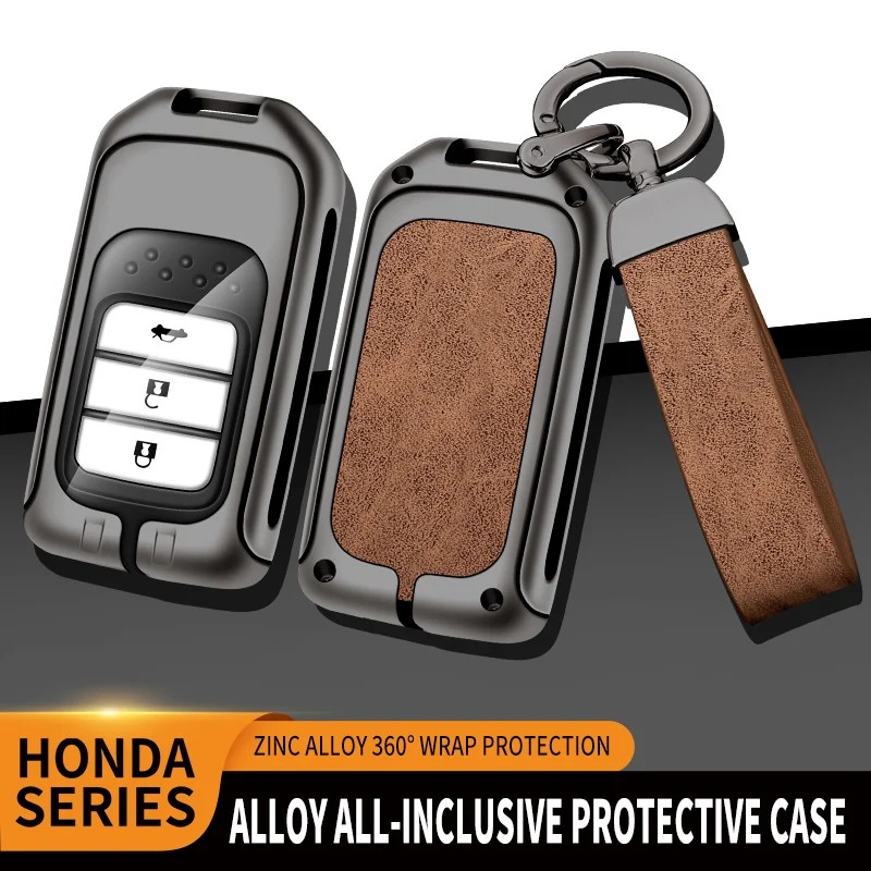 

Zinc Alloy Car Remote Key Case Cover Shell For For Honda CRV CR-V Fit Civic Accord HR-V HRV City Odyssey XR-V Keychain Protector