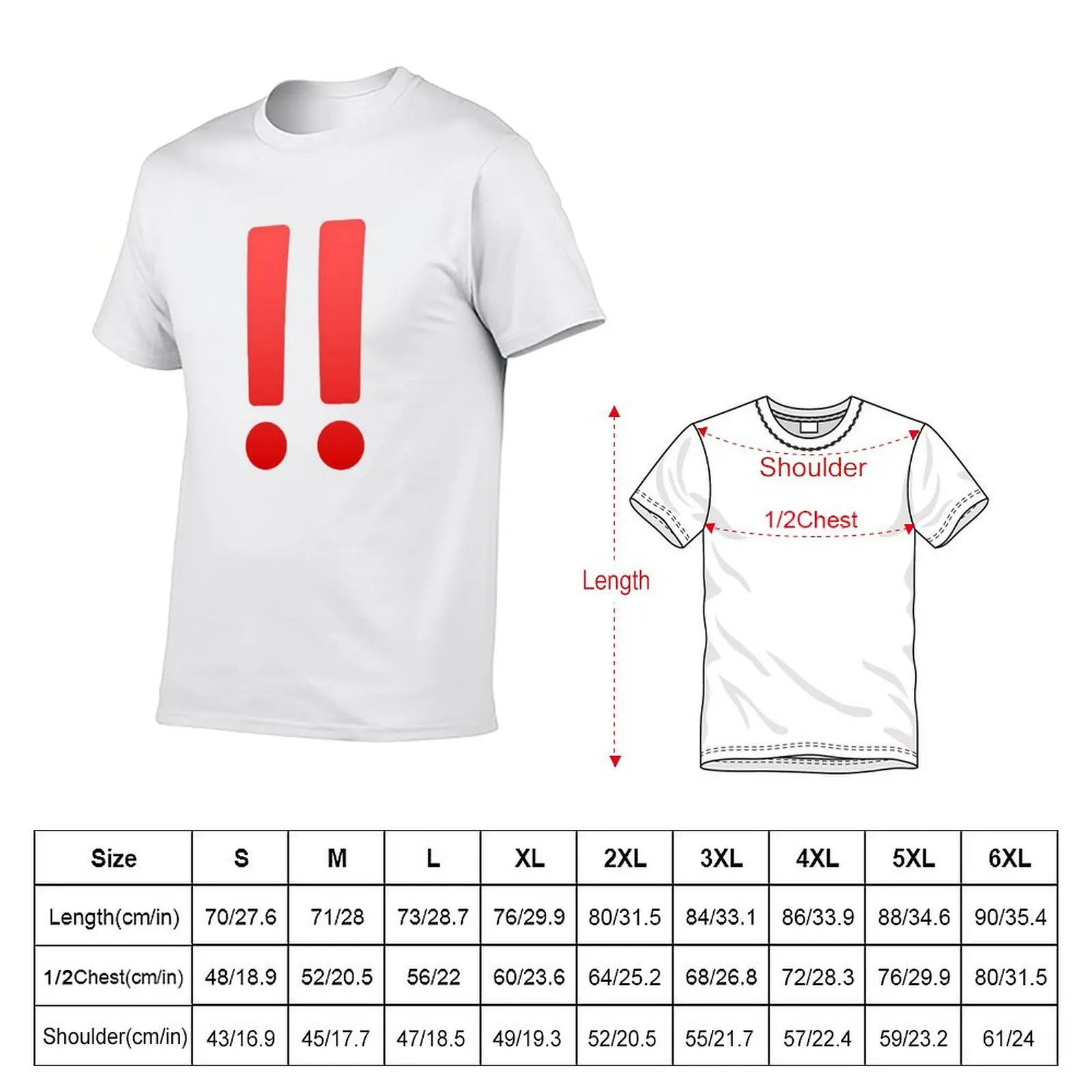 Red Double Exclamation MarkGift T-Shirt t shirts cotton 100% t shirts for man cotton funny T-Shirt