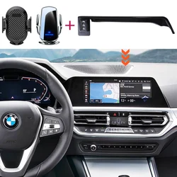 Car Phone Holder For BMW 320 330 340 3-Series G20 2019 2020 2021 2022 Screen Fixed Base Fast Wireless Charging Phone Mount Car