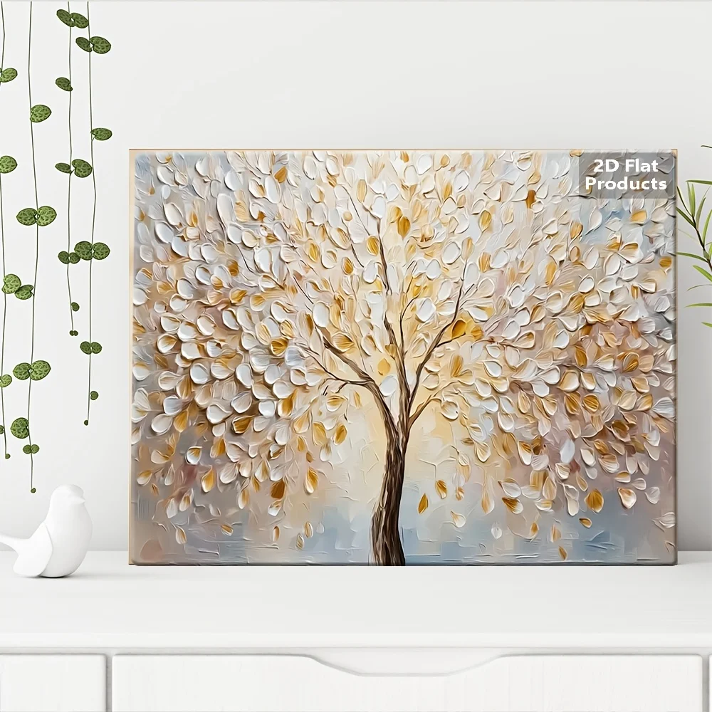

2D Flat, 2D Flat 1pc with Frame Buer0303 a Tree of Life with White Leaves and Golden Accents Ff3632c8 3174 4ab3 Bf2b F657a38c4d9c Kitchen, Home Office, Living Room, Bedroom, Dining Room, Indoor Use, Wall Hanging Decoration, Poster, 2D Flat