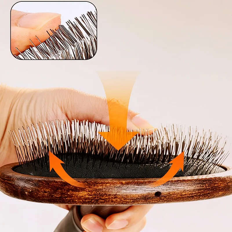 Cepillo de madera masajeador con mango cómodo para perros y gatos - imagen 4