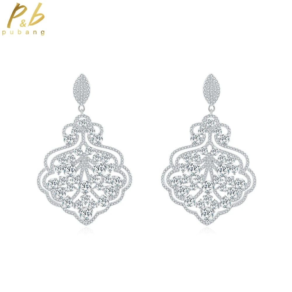 

PuBang Fine Jewelry 925 Sterling Silver Created Moissanite Vintage Sparking Earrings for Women Anniversary Party Gifts Wholesale