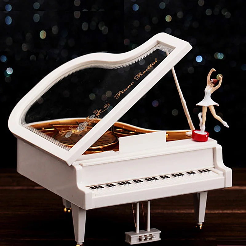 Hot Sell Clockwork Type Rotary Classical Ballerina Girl On The Piano Music Box Set Gift