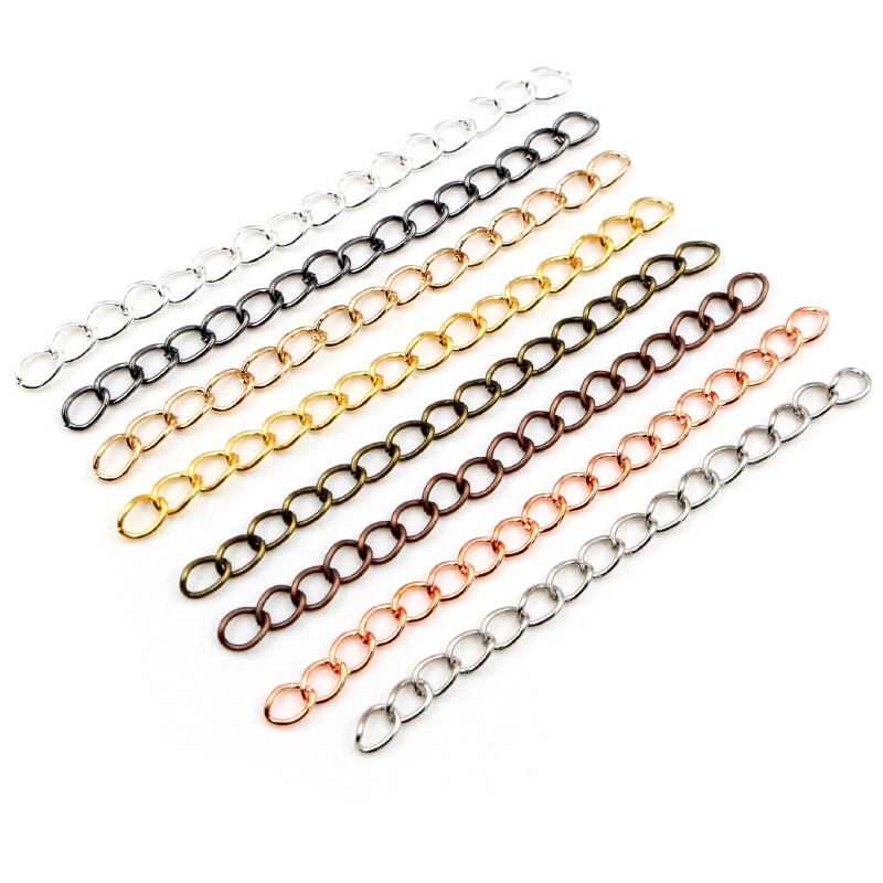 50 unids/lote 50mm 70mm 5x4mm collar Cadena de extensión a granel pulsera extensor de la cola de las cadenas extendidas para hacer joyas DIY