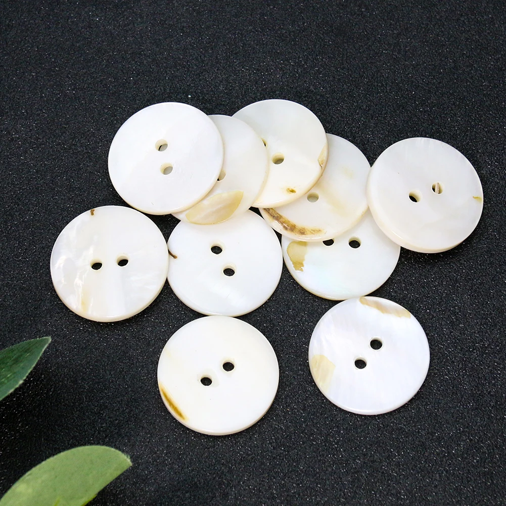 5PCS 30mm 2 Holes Shell Buttons Natural Mother of Pearl Flatback Clothing Embellishments DIY Sewing Craft Scrapbooking Buttons