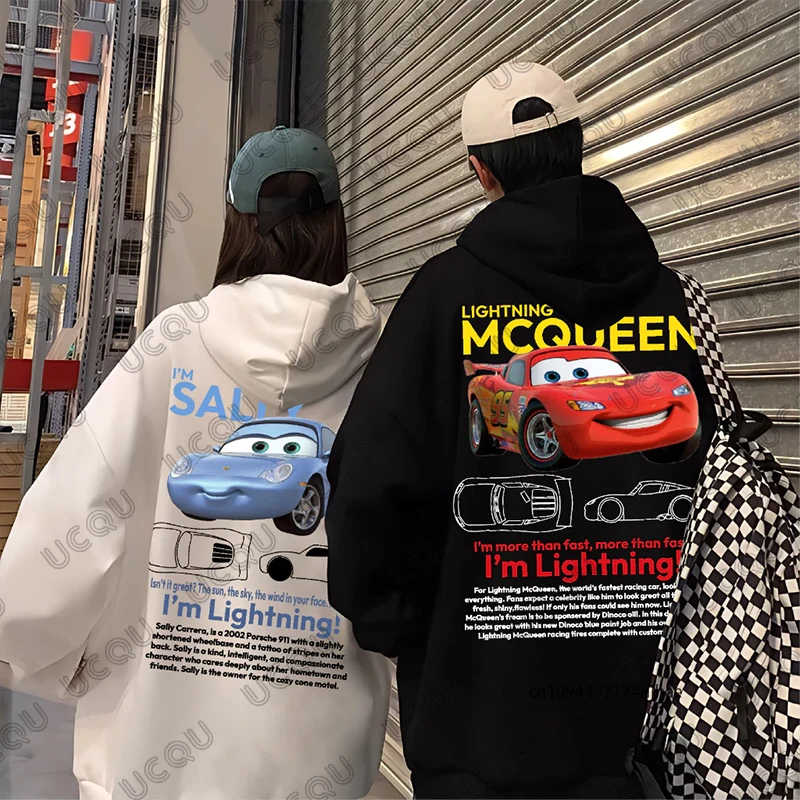 خريف شتاء جديد البرق ماكوين وسالي طباعة زوجين هوديس المتضخم قميص قطني بكم طويل الرجال النساء البلوز بلايز عادية