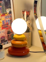 Orange/Blue/Gray ceramics led table lamp for bedroom desk Mood light Lamp bedside table moon stromatolite Room decorating items