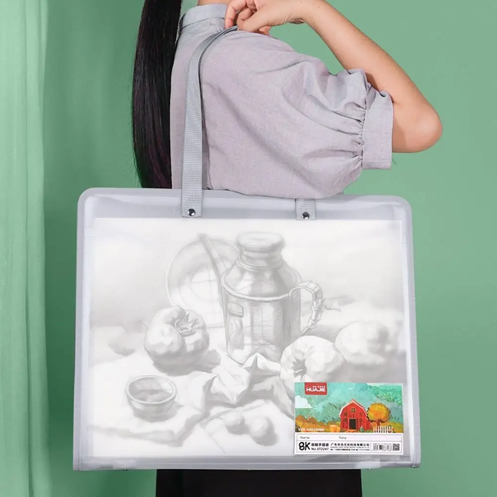 

Plastic Sketch Storage Bag 4K/8K Three-layers Portfolio Organizer Portable Paintings Handbag Document Organization