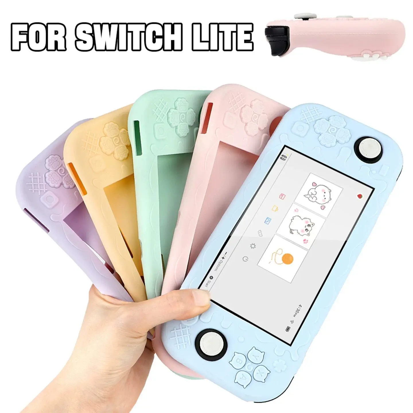 Cat Paw Protective Case For Switch Lite Full Coverage Soft Silicone Cartoon Cute Ins Style Anti Slip Shockproof Cover For Gamer