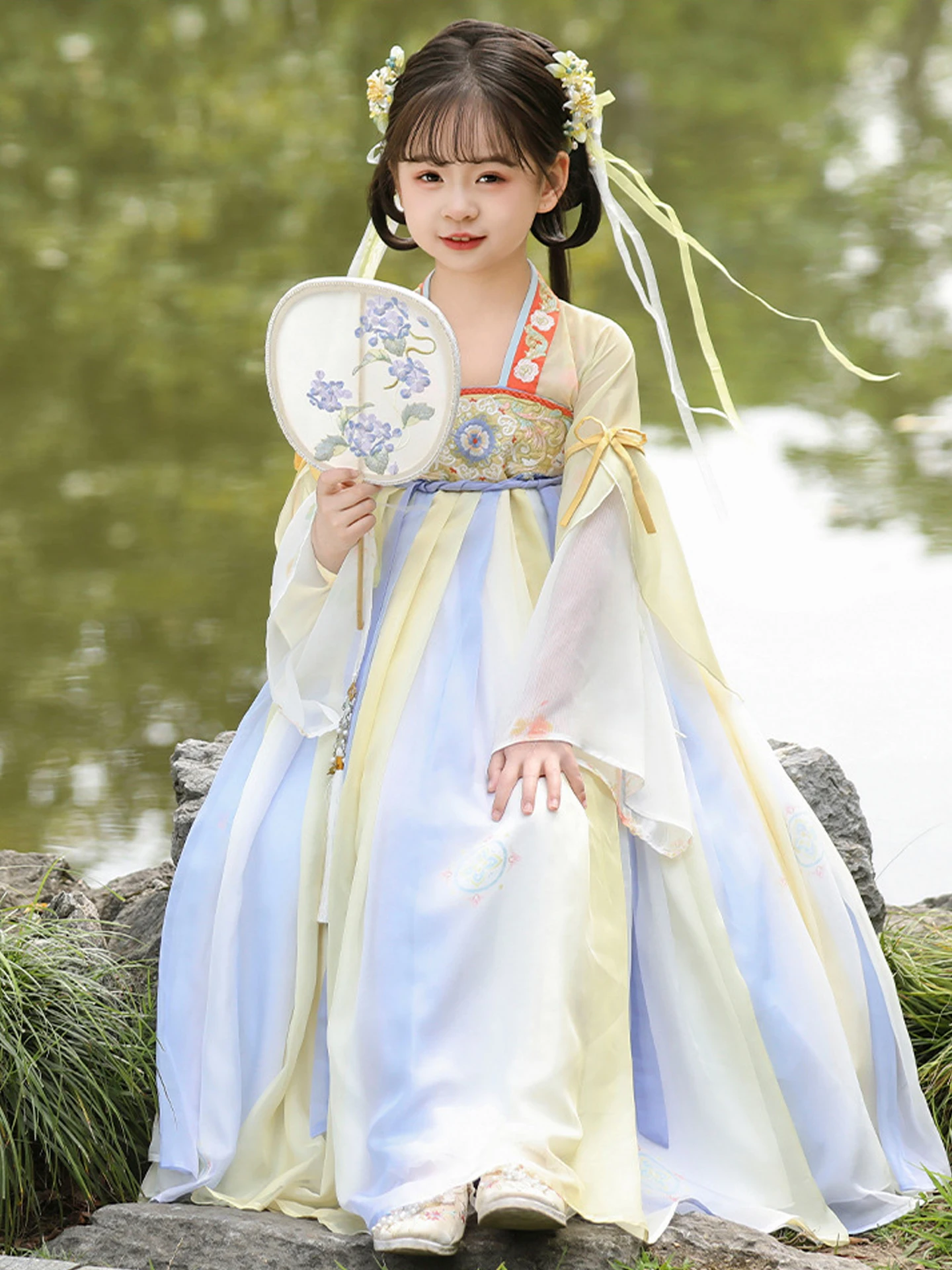 princess-style-summer-new-children's-hanfu-dress-girls'-fairy-tale-princess-long-sleeve-thin-fabric-traditional-classical-cos