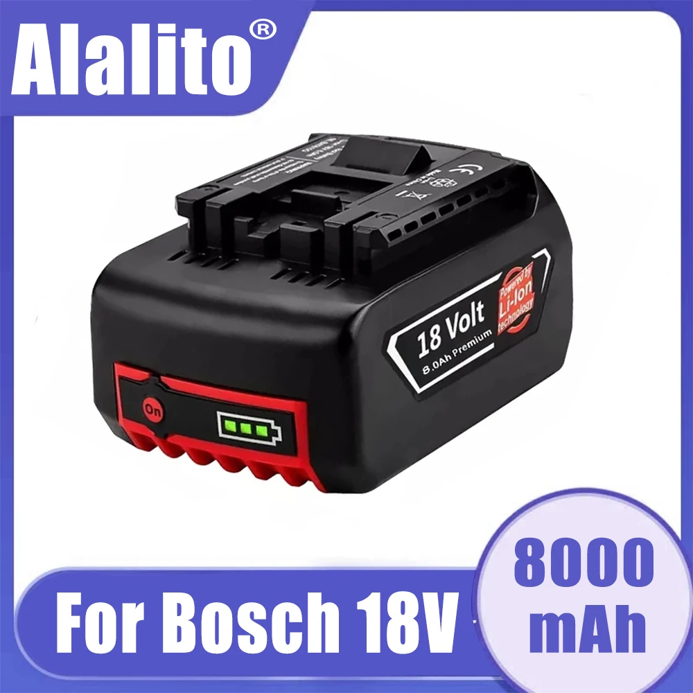 

2023 Upgrade 18V 8Ah Li-Ion Rechargeable Battery for Bosch Portable Replacement Power Tools 6000mah Indicator Light BAT609