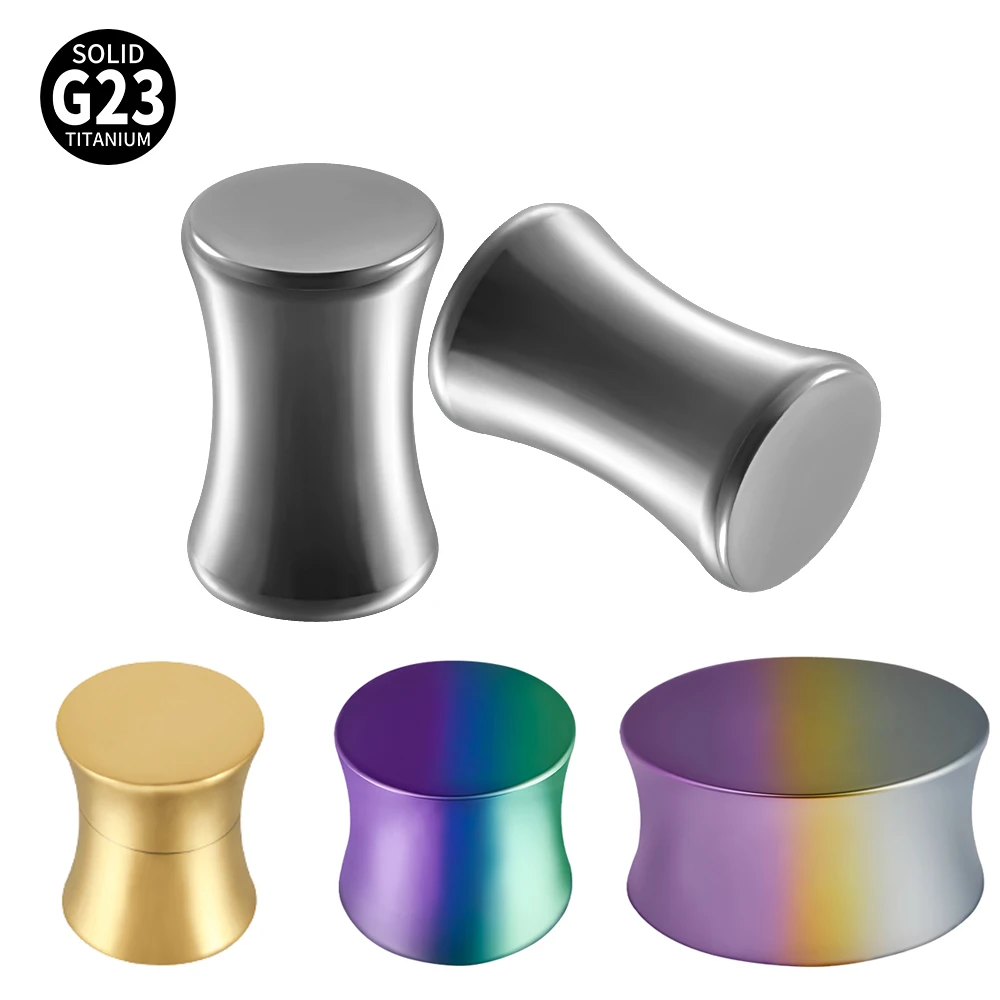 1 par de tapones para los oídos de titanio sólido G23, chapado en oro, Color degradado, expansor de calibre de oreja, joyería para Piercing corporal de 6-25mm