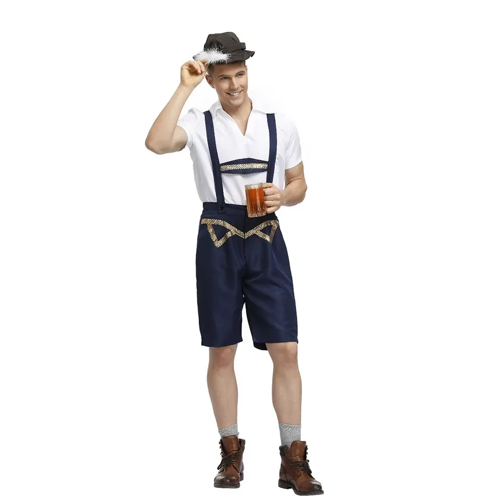 German Bavarian Octoberfest Beer Men Costumes Adult Man Festival Carnival Waiter Costumes Plus Size Men Servant Costume