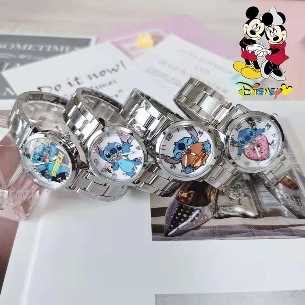 Disney mickey Cartoon Fashion Children\'s Watch Lovely Stitch Stainless Steel Children\'s Waterproof Watch Holiday Gift