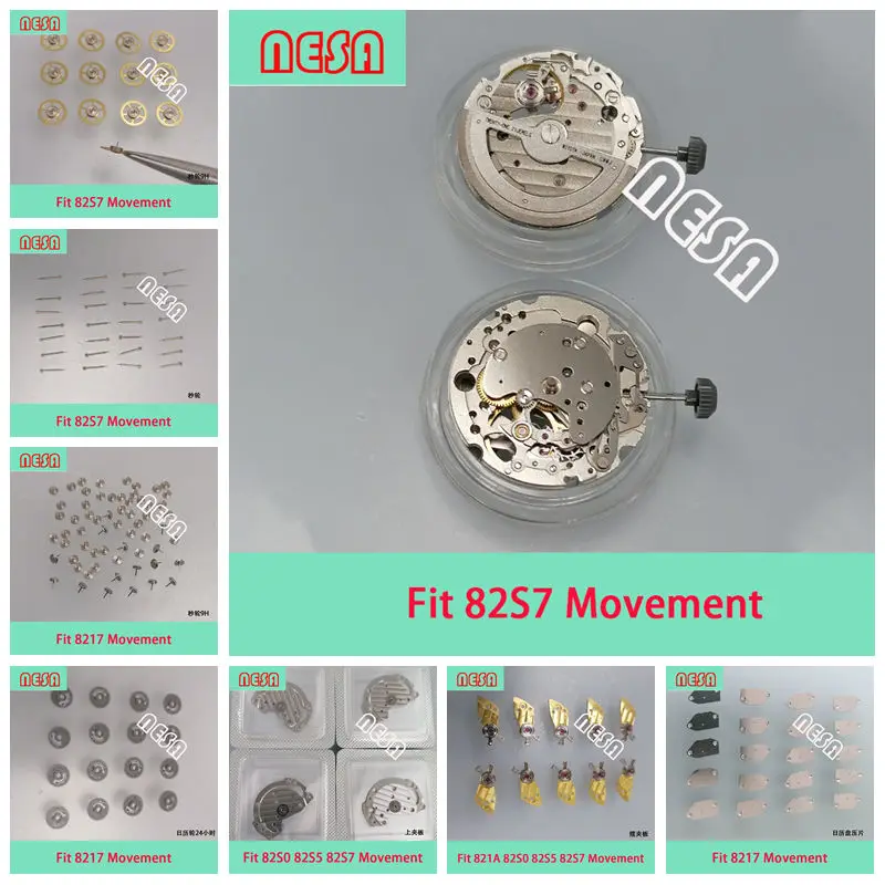 Automatic Movement 8217 82S5 82S7 821A Repair Parts Calendar Hammer Rotor Screw Splint Minute Wheel For Watch Repair Parts