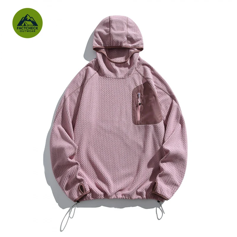 

FACTCHECK High Quality EU US Size Unisex 2-way Zip Hooded Fleece Sweatshirt, Wave Pattern Polar Fleece Warm Top, Custom Outdoor