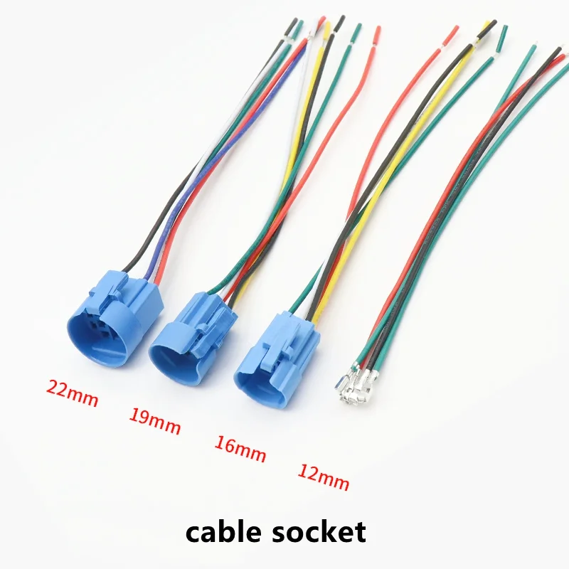 12mm 16mm 19mm 22mm 25mm cable socket for metal push button switch wiring 2-6 wires stable lamp light button