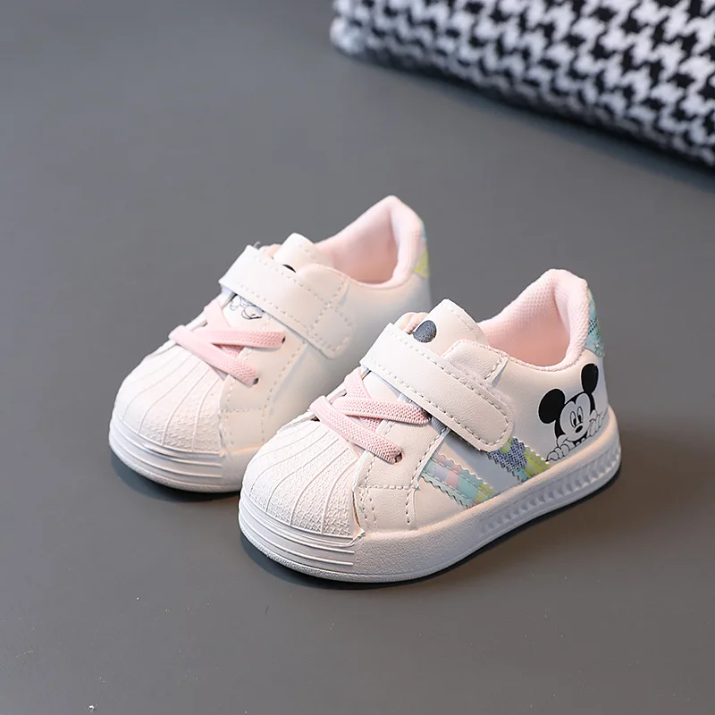 White Casual Shoes For Baby Boy Girl Brand Children Sneaker Mickey Mouse Kids Sports Shoes Toddler Walking Shoes Size 15-25