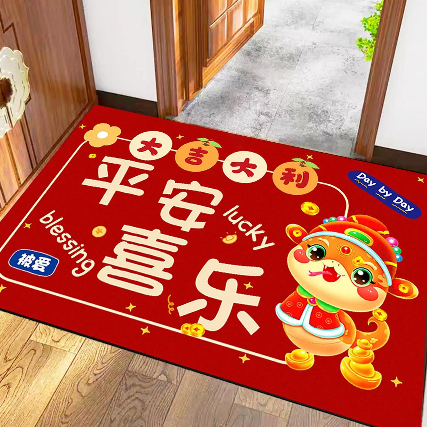 Traditional Chinese New Year Decoration 2025 Snake Year Entrance Feet Mat Floor Mat Housewarming Chinese Spring Festival Decor