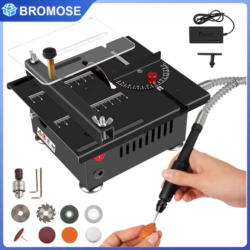 100W Mini-Tischkreissäge 5000 U/min Kleine Holzbearbeitungs-Elektrosäge Handgefertigte DIY-Hobby-Schneidemaschine 16mm Klinge Werkzeug