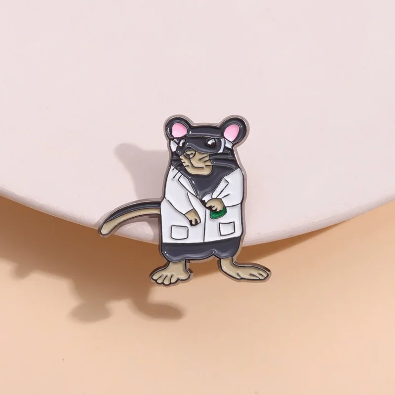 Cute Rat Series Enamel Pins Cartoon Pink Mouse Opossum Kawaii Raccoon Animal Brooches Lapel Badge Jewelry Gifts For Kids Friends