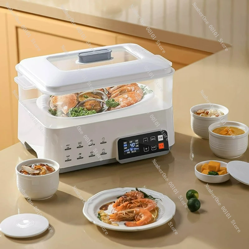 

3-Tier Electric Steamer - Ceramic Pot Auto Cooker for Home Kitchen