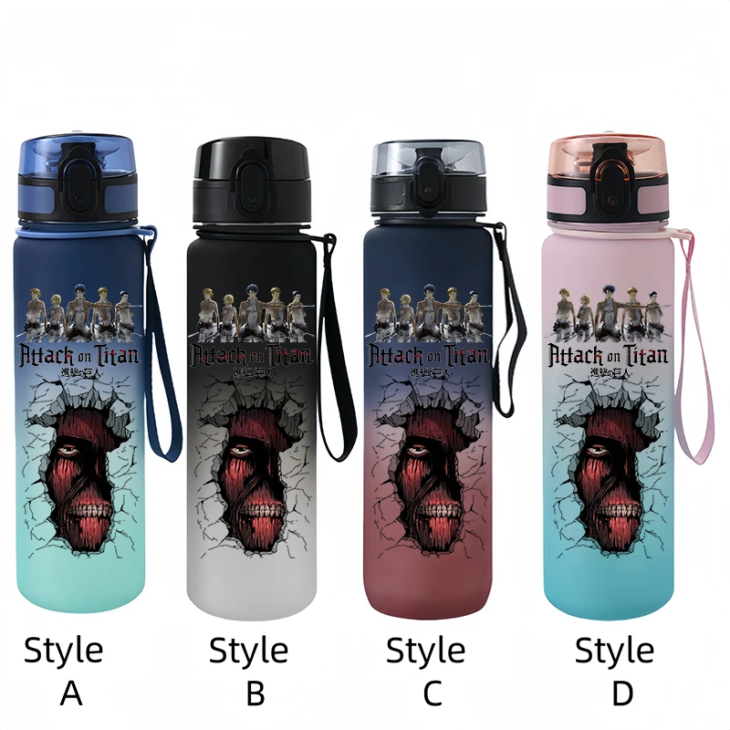 650ml Attack on Titan Water Bottle Plastic Frosted Large Capacity Drinking Cup Portable Outdoor Sports Water Cup Children\'s Gift