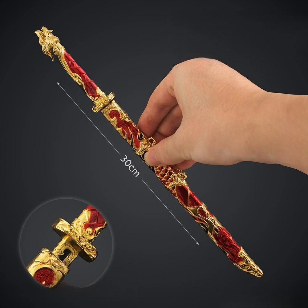 30cm Naraka: Bladepoint Gadżety z Gry Spring's Edge Tang Broadsword Metalowy z Pochwą Model Broń Zabawka Miecz Prezent dla Chłopców