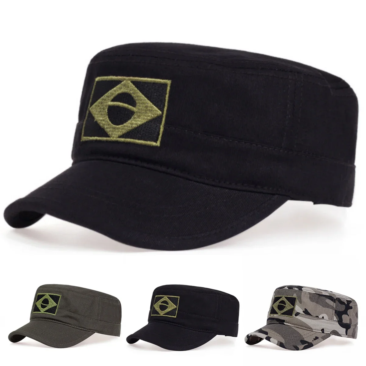 

Unisex Brazilian Flag Embroidery Baseball Cap Spring Autumn Outdoor Adjustable Casual Hats Men Flat Top Military Caps Hiphop Hat