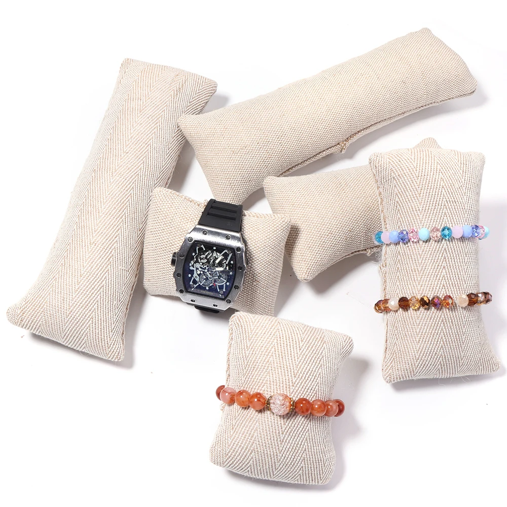 1PC Linen Texture Bracelet Watch Display Pillow Cushion Small Burlap Pillow Bangle Display Stand for Jewelry Photograph Props