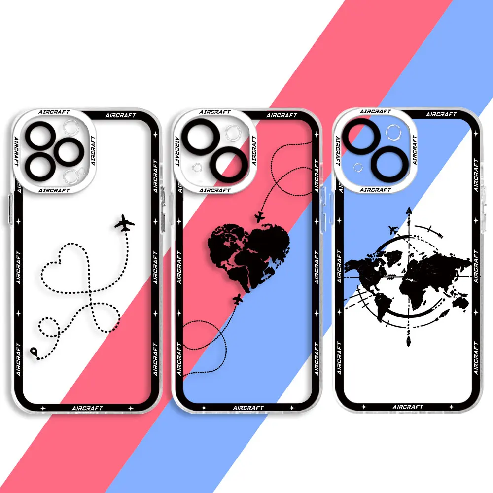 Cover Planes World Map Travel Phone Case for Motolora Moto G32 G71 Edge 40 5G G52 G72 G73 G22 Capa Capa Clear Silicone