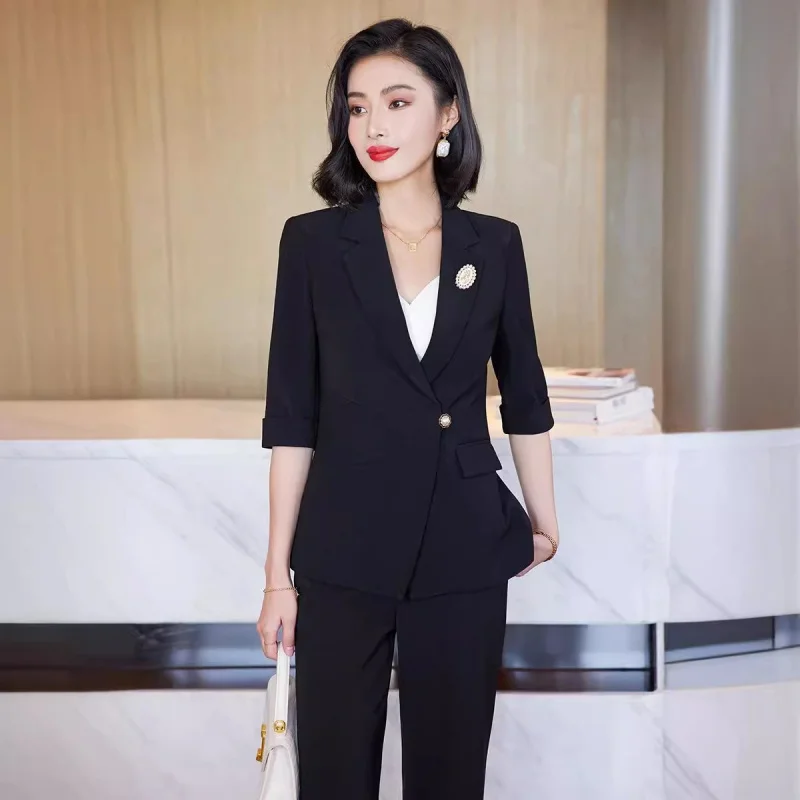 

Black Suit Set Women's High-End Temperament Summer New High-Grade Business Wear Workplace Commuting Business Workwear