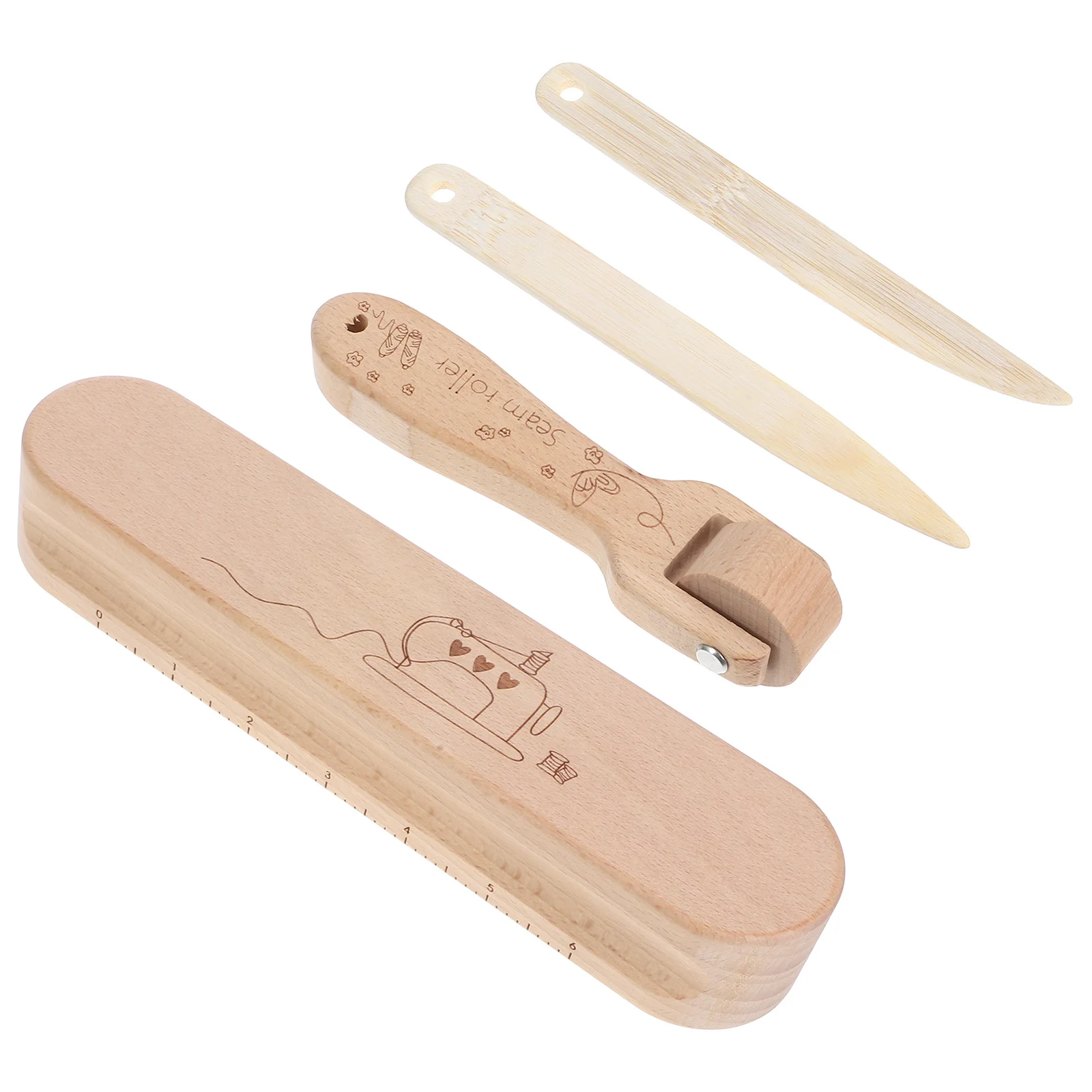 

4Pcs Beech Wood Tailors Clapper Seam Roller Flattening Fabrics Point Tuners Pressing Accessories Ergonomic Handheld Design