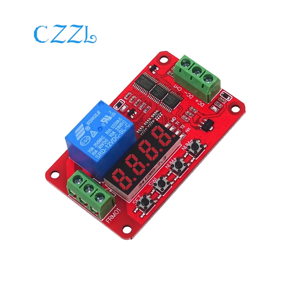 FRM01 LED Relé de Tempo Digital DC 12V 1CH Módulo de Relé de Temporizador Multifuncional Loop Delay Timer Switch Placa de Temporização de Bloqueio Automático