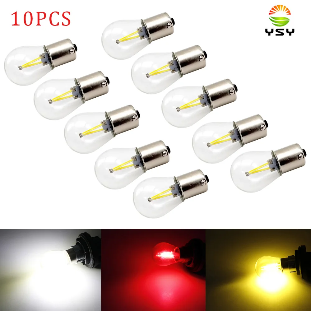 

10pcs Glass Housing S25 1156 BA15S P21W 1157 BAY15D P21/5W COB Car LED Light Reverse Bulb Turn Signal Lamp