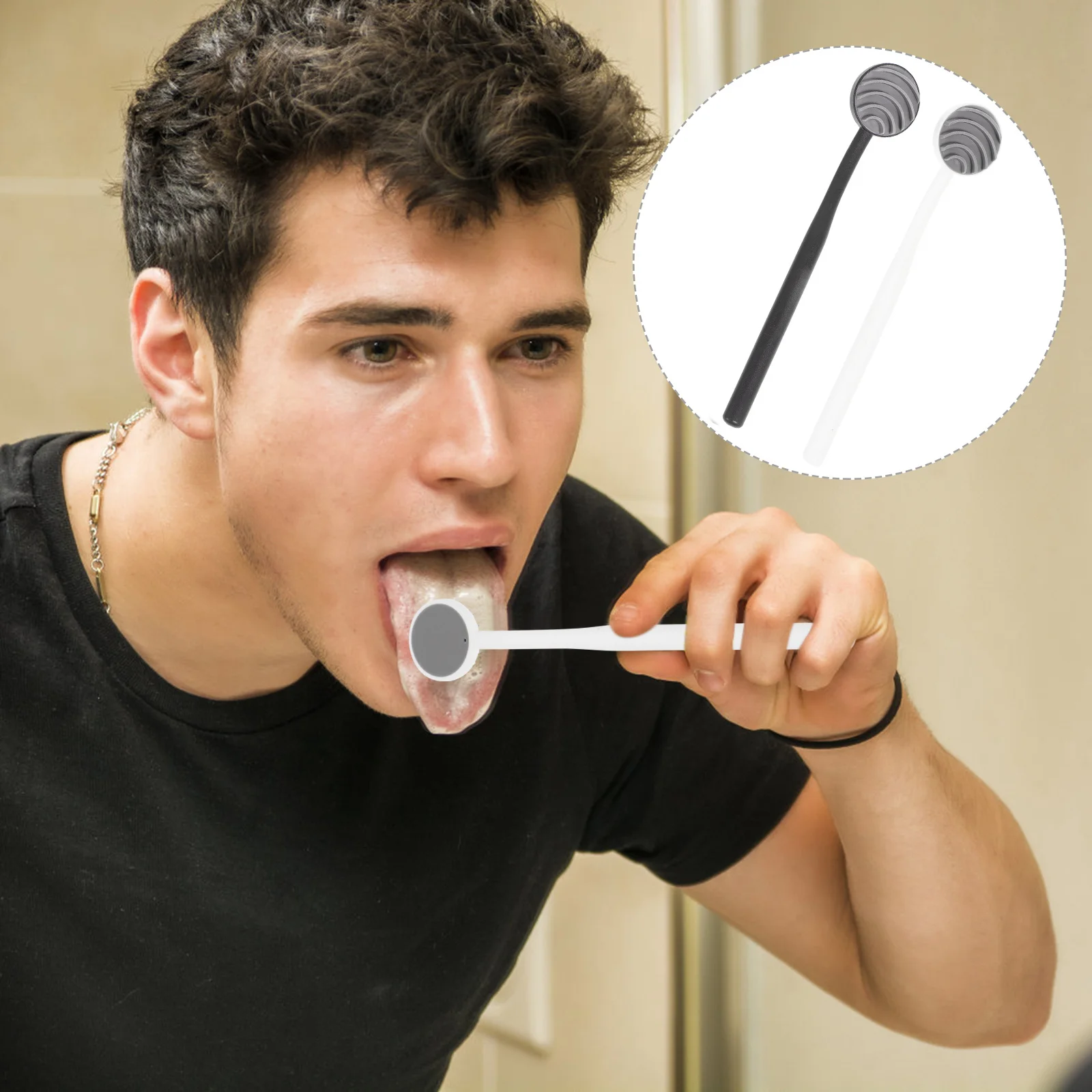 2 قطعة فرش تنظيف اللسان آمنة وصحية لإزالة رائحة الفم الكريهة مناسبة لجميع الأعمار أدوات تنظيف اللسان #1