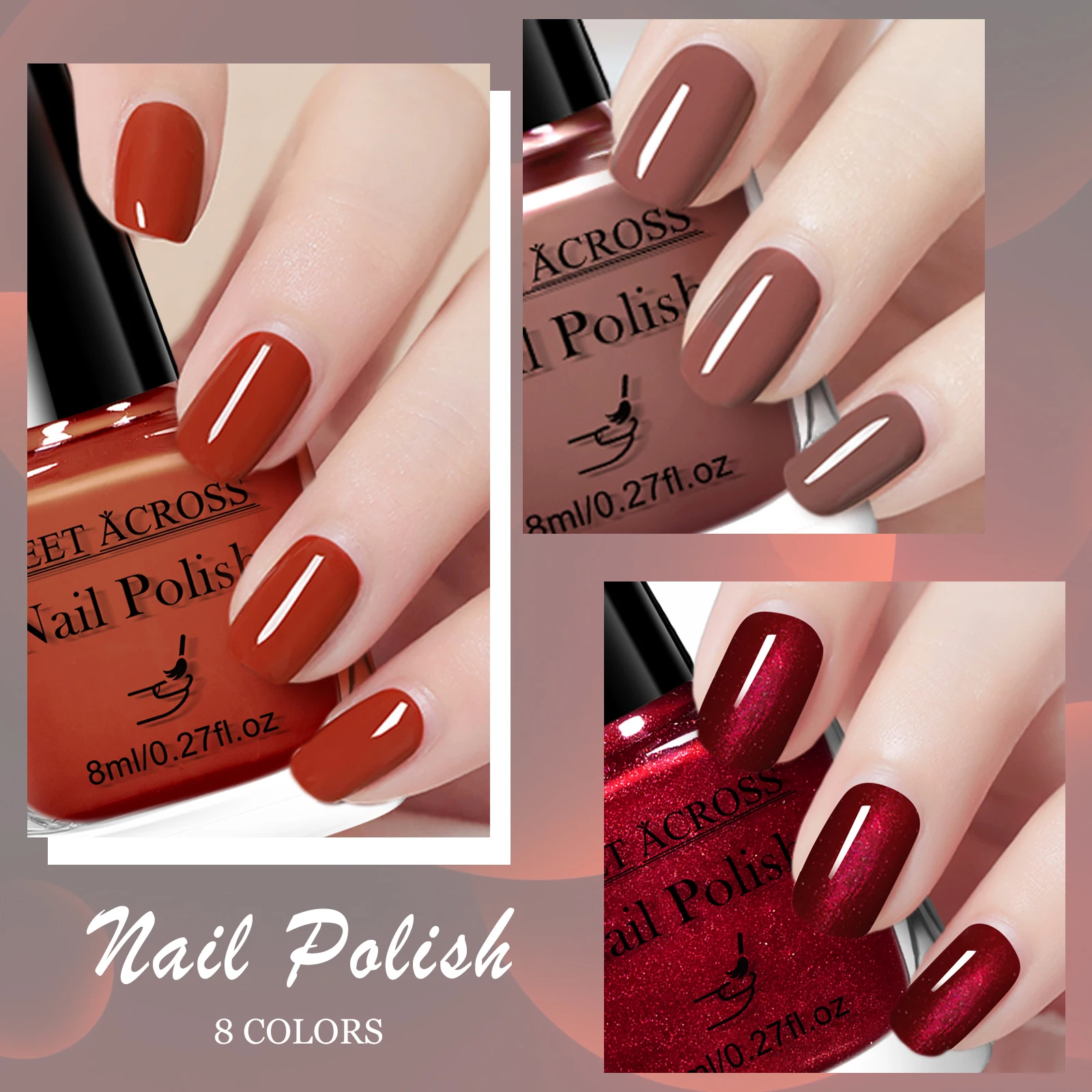 

8pcs/set Water-Based Peel Off Nail Polish No Need Lamp Air Dry Long Lasting Nail Art Vernis for Manicure Design Chip-Resistant