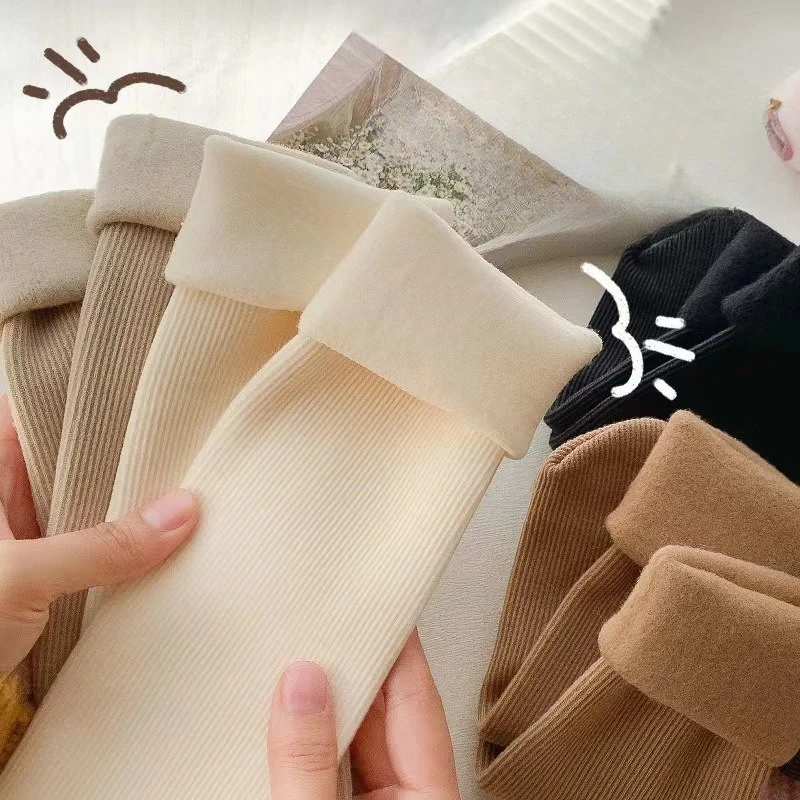 5 أزواج المرأة الخريف الشتاء بلون الثلوج الجوارب الطويلة منتصف العجل اصطف سميكة الدافئة النوم الطابق رقيق الجوارب الدافئة الجوارب 2025 #1