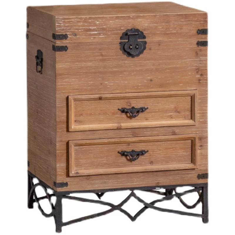 

YY Vintage Distressed Living Room Solid Wood Chest of Drawers Internet-Popular Homestay Storage Cabinet