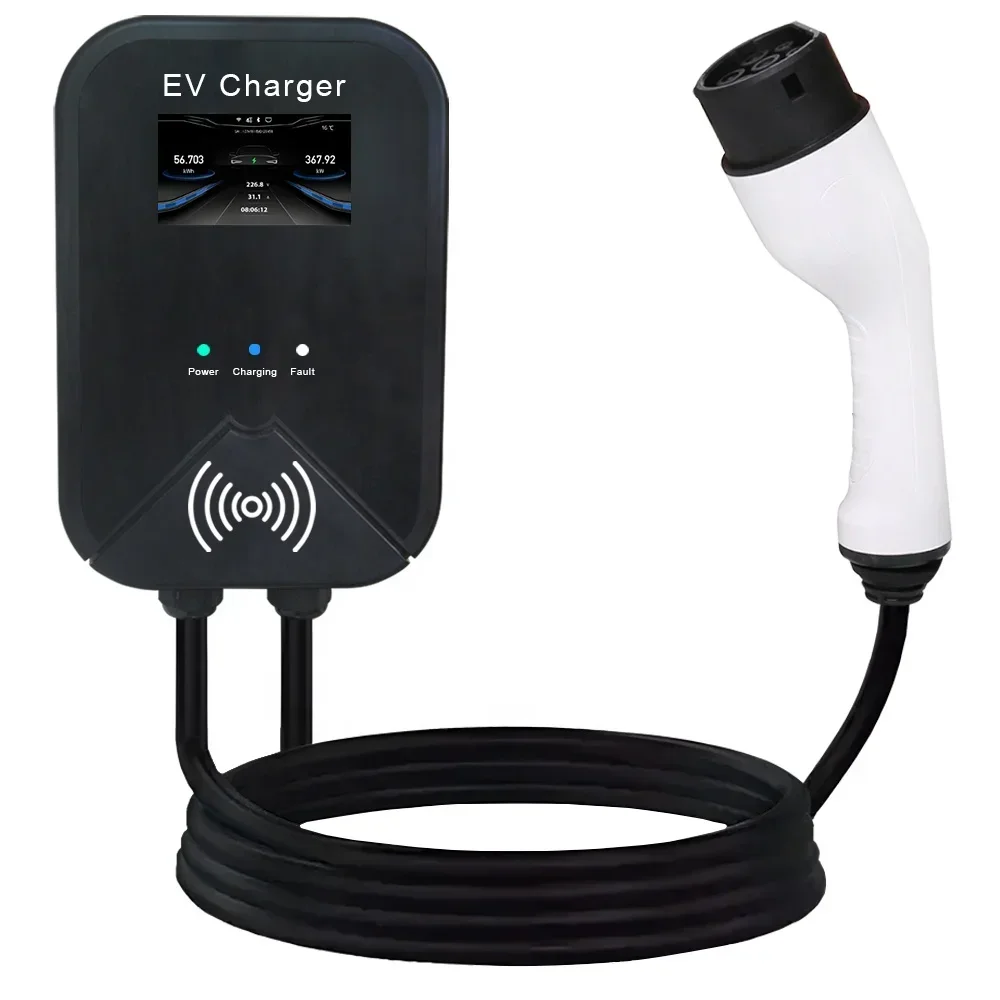 AC Charger EV 22KW 32A Wall Box Type 1 & 2 EV Charging Station With 5 Meter TPU Cable